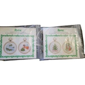 Vtg Ibex Cross Stitch Kit Christmas Ornament Acrylic Frames Lot Of 4